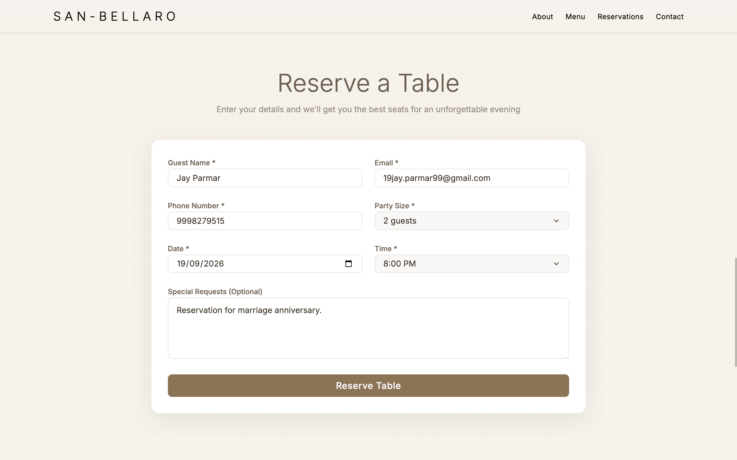 Booking flow